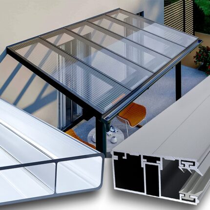 Dacheindeckung glasklar 16/32 16 mm Stegplatten Acryl - Alu-Alu