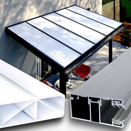 Dacheindeckung weiss Premium Longlife 16 mm Stegplatten Polycarbonat - Alu-Alu