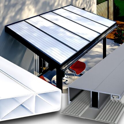 Dacheindeckung weiss Premium Longlife 16 mm Stegplatten Polycarbonat - Alu-Gummi